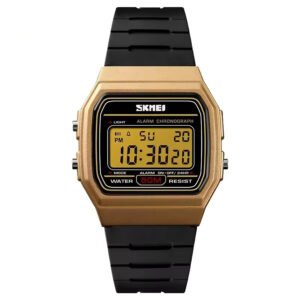 SKMEI 1412 DORADO – Reloj Digital para Mujer, Retro, Resistente al Agua y Funcional